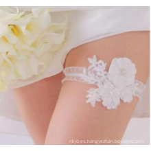 Liga atractiva nupcial elegante de la pierna de las mujeres de la liga para la boda Liga blanca del satén de la muchacha